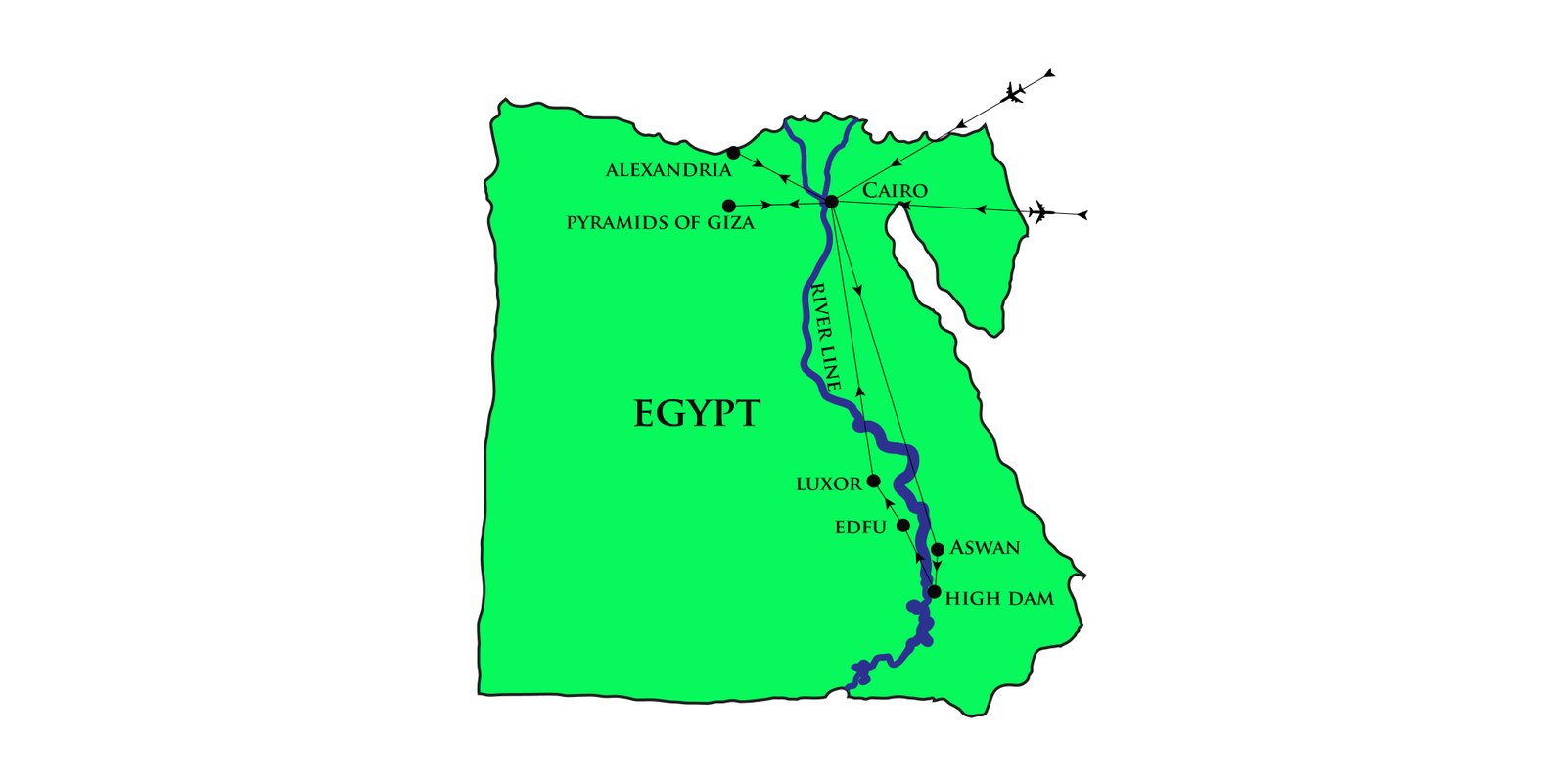 Map of Egypt itinerary